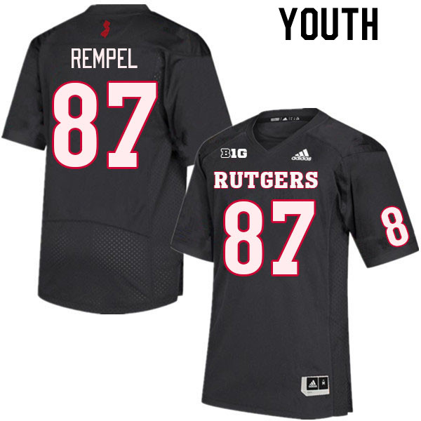 Youth #87 Liam Rempel Rutgers Scarlet Knights College Football Jerseys Stitched Sale-Black